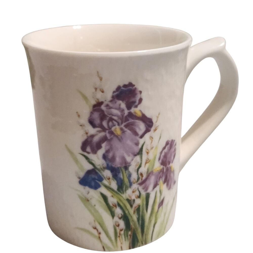 Otagiri Gibson Greeting Cards Ceramic Mug‎ Purple Iris Floral Japan